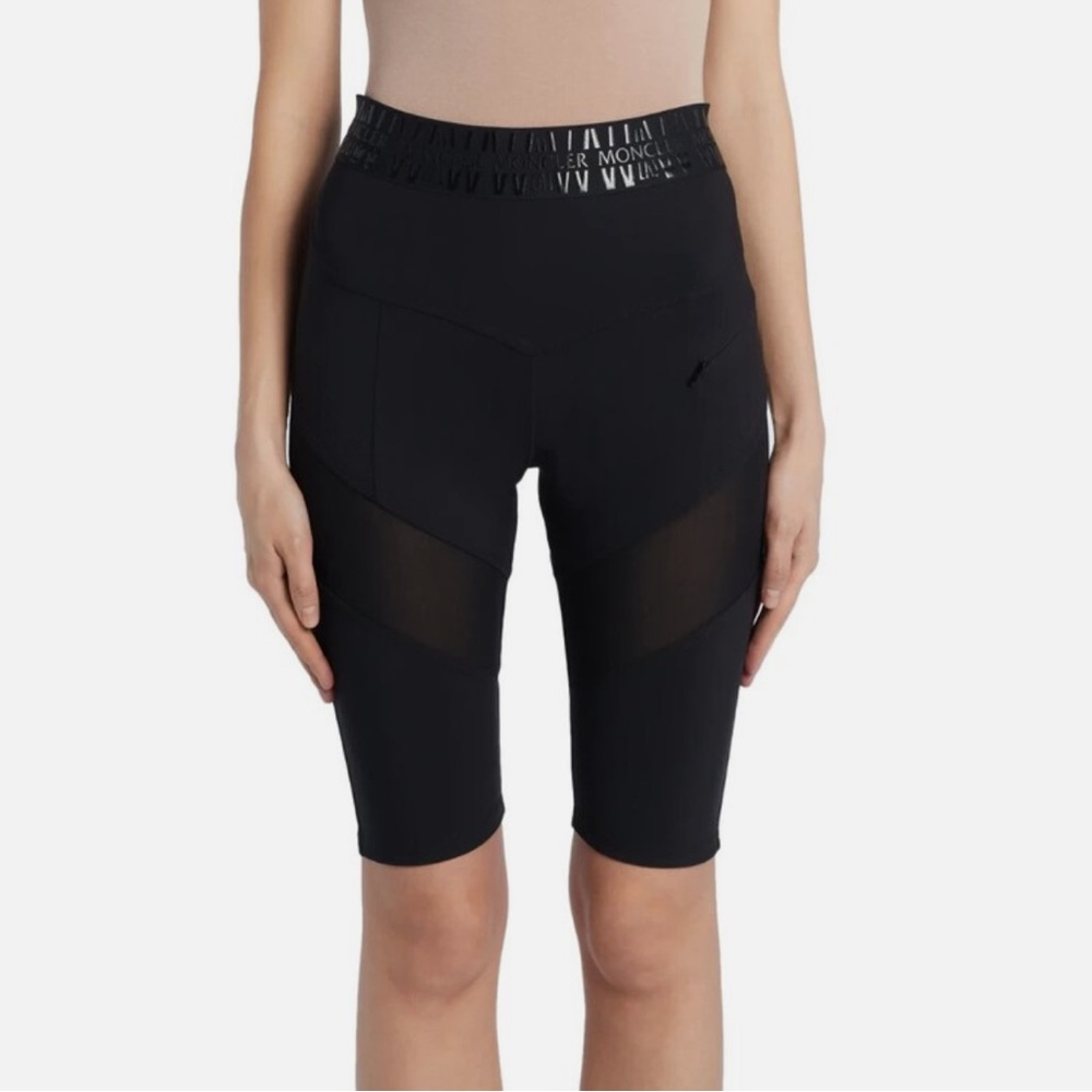 NWT Moncler Logo Waist Pocket Bike Shorts Leggings Black Large